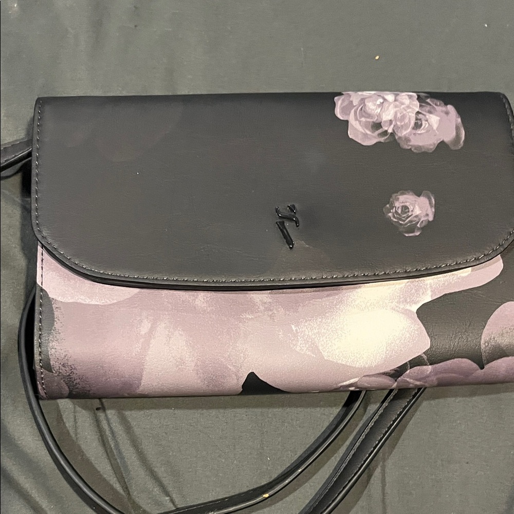 Elegant Black and Purple Floral Women's Bag - Picture 1 of 4